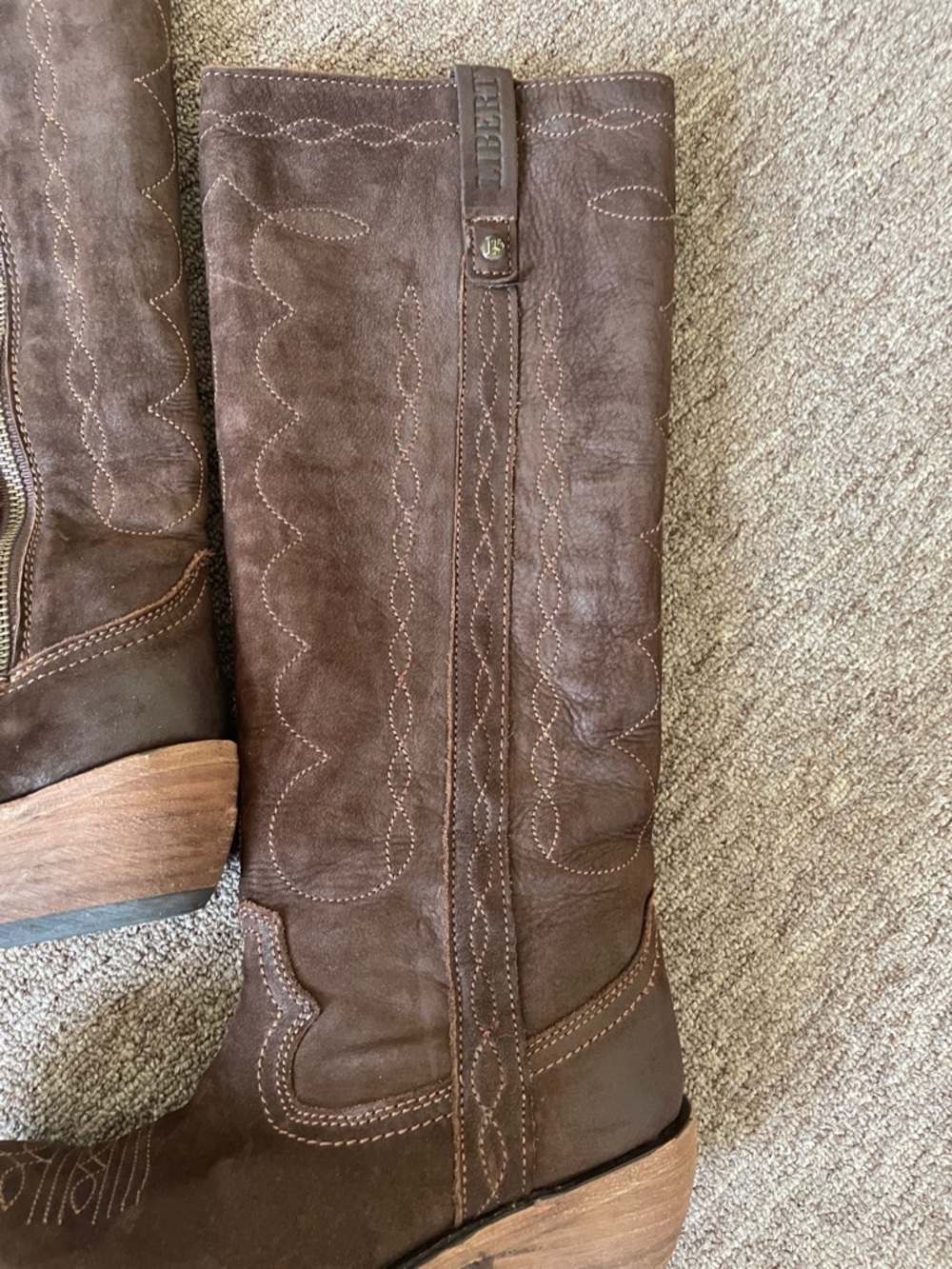 LIBERTY Black Women's Dark Brown Suede Western Knee-High Boot - Picture 6 of 11